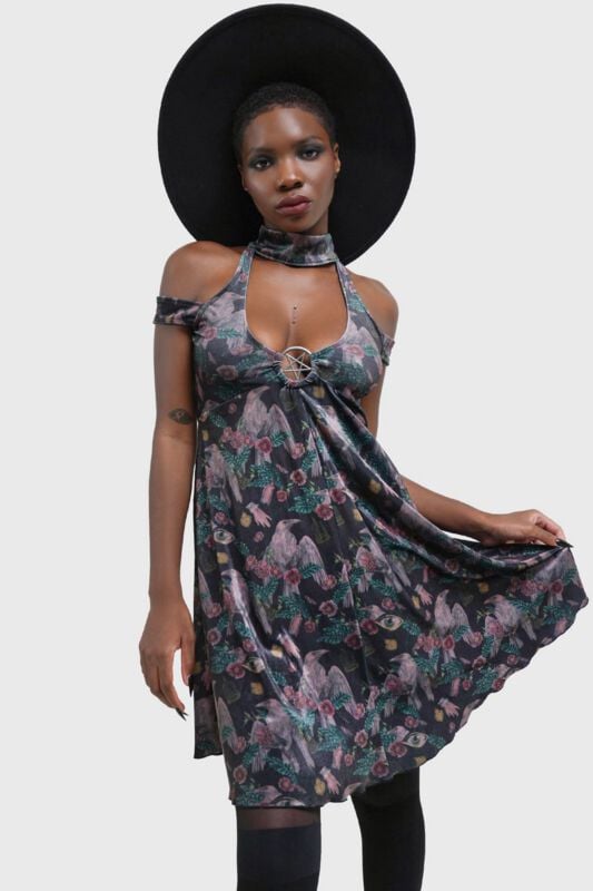 Robe courte Gothic de Killstar - Corax Dress - S à XXL - pour Femme - multicolore - Killstar