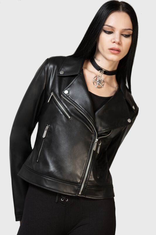 Veste en imitation cuir Gothic de Killstar - Night Wrath Biker Jacket - XS à XL - pour Femme - noir - Killstar