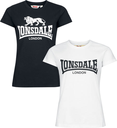 T-Shirt Manches courtes  de Lonsdale London - COMBE DOUBLE PACK - XS à XXL - pour Femme - noir - Lonsdale London