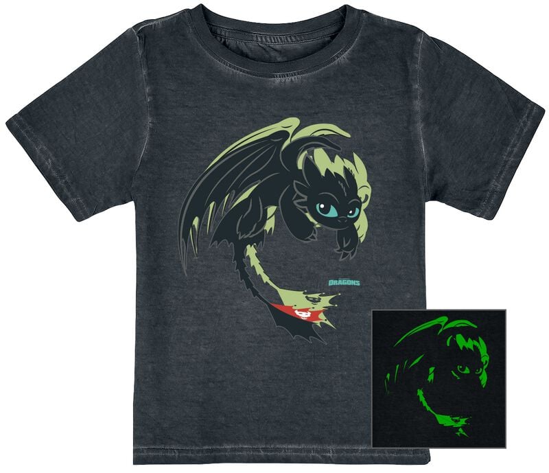 T-Shirt Manches courtes  de Dragons - Enfants - Krokmou - Phosphorescent - 98 à 164 - pour Enfants - multicolore - Dragons