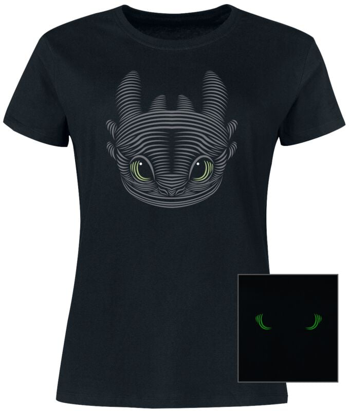 T-Shirt Manches courtes  de Dragons - Krokmou - Phosphorescent - M à 3XL - pour Femme - noir - Dragons