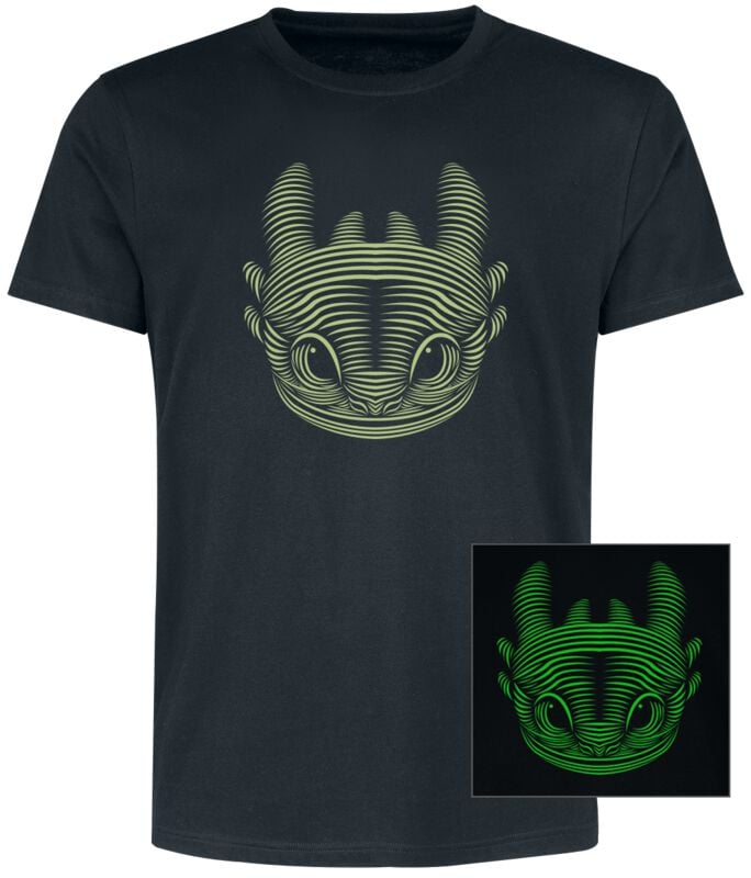 T-Shirt Manches courtes  de Dragons - Krokmou - Phosphorescent - S à XXL - pour Homme - noir - Dragons