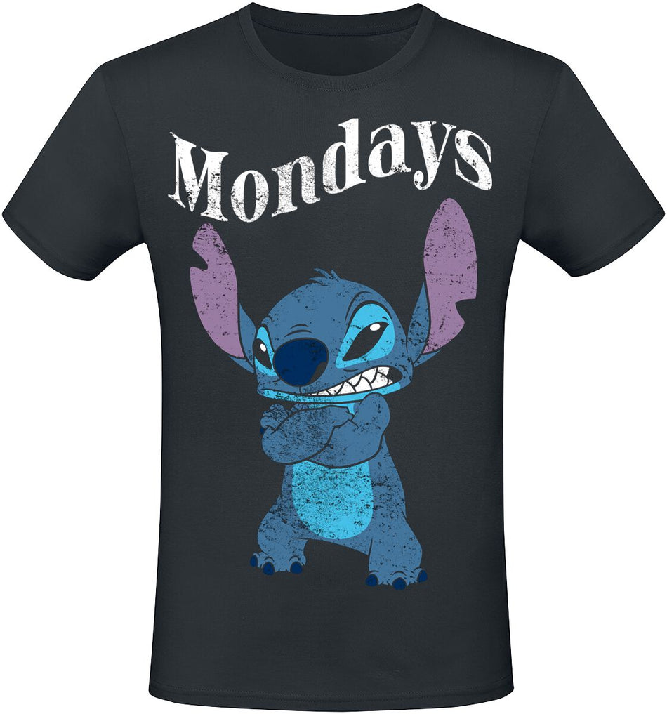 T-Shirt Manches courtes Disney de Lilo & Stitch - Mondays - S à XL - pour Homme - noir - Lilo & Stitch