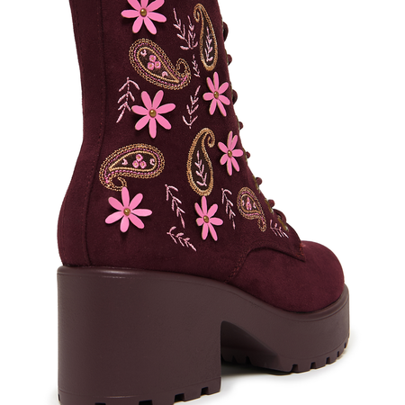 Bottes Rockabilly de KOI - Moonlit Ember Suede Lace Up Boots - EU36 à EU40 - pour Femme - rouge - KOI - View 2