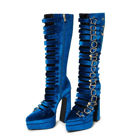Bottes Rockabilly de KOI - Cyberspace Celestial Long Boots - EU36 à EU40 - pour Femme - bleu - KOI