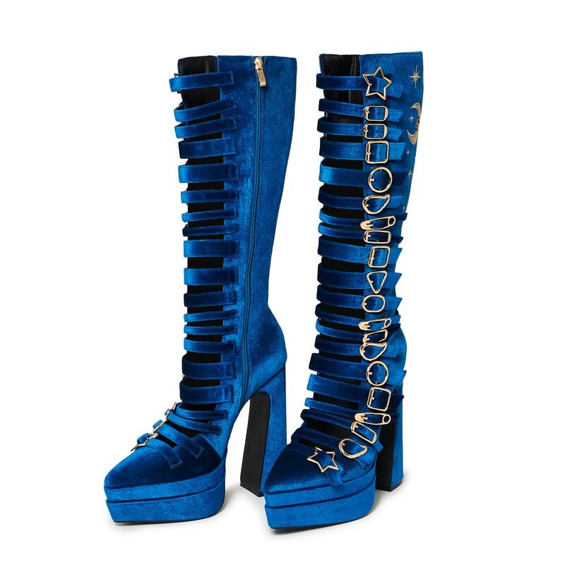 Bottes Rockabilly de KOI - Cyberspace Celestial Long Boots - EU36 à EU40 - pour Femme - bleu - KOI