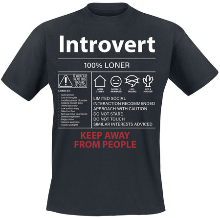 T-Shirt Manches courtes Fun de Slogans - Introvert - M à 5XL - pour Homme - noir - Slogans