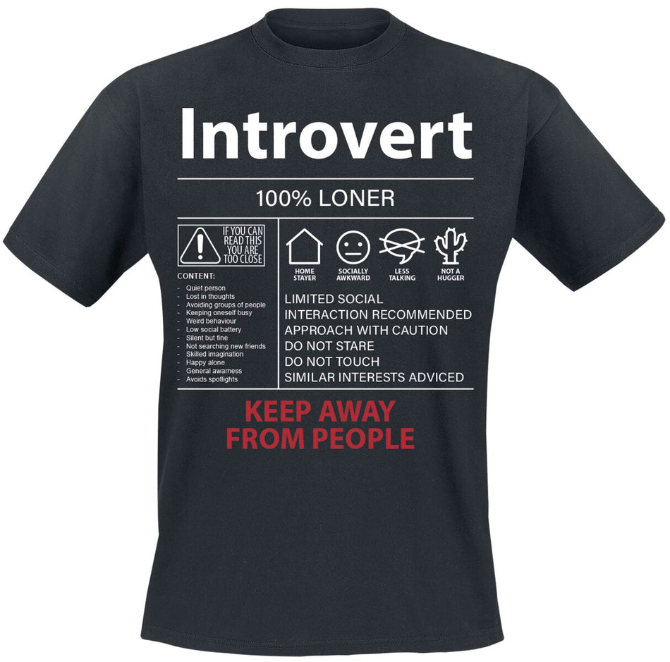 T-Shirt Manches courtes Fun de Slogans - Introvert - M à 5XL - pour Homme - noir - Slogans