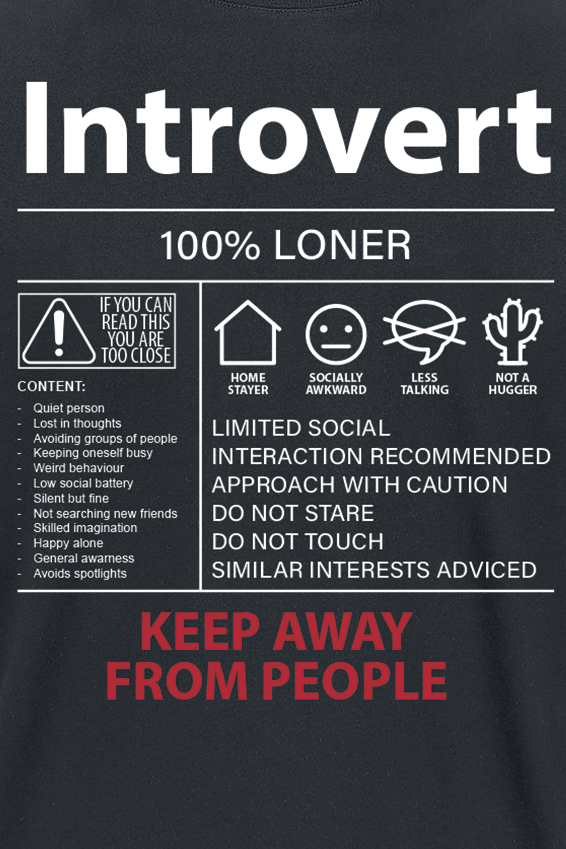 T-Shirt Manches courtes Fun de Slogans - Introvert - M à 5XL - pour Homme - noir - Slogans - View 2