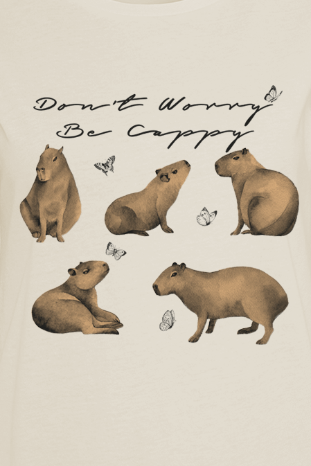 T-Shirt Manches courtes Fun de Slogans - Don´t Worry, Be Cappy - S à XXL - pour Femme - sable - Slogans - View 2