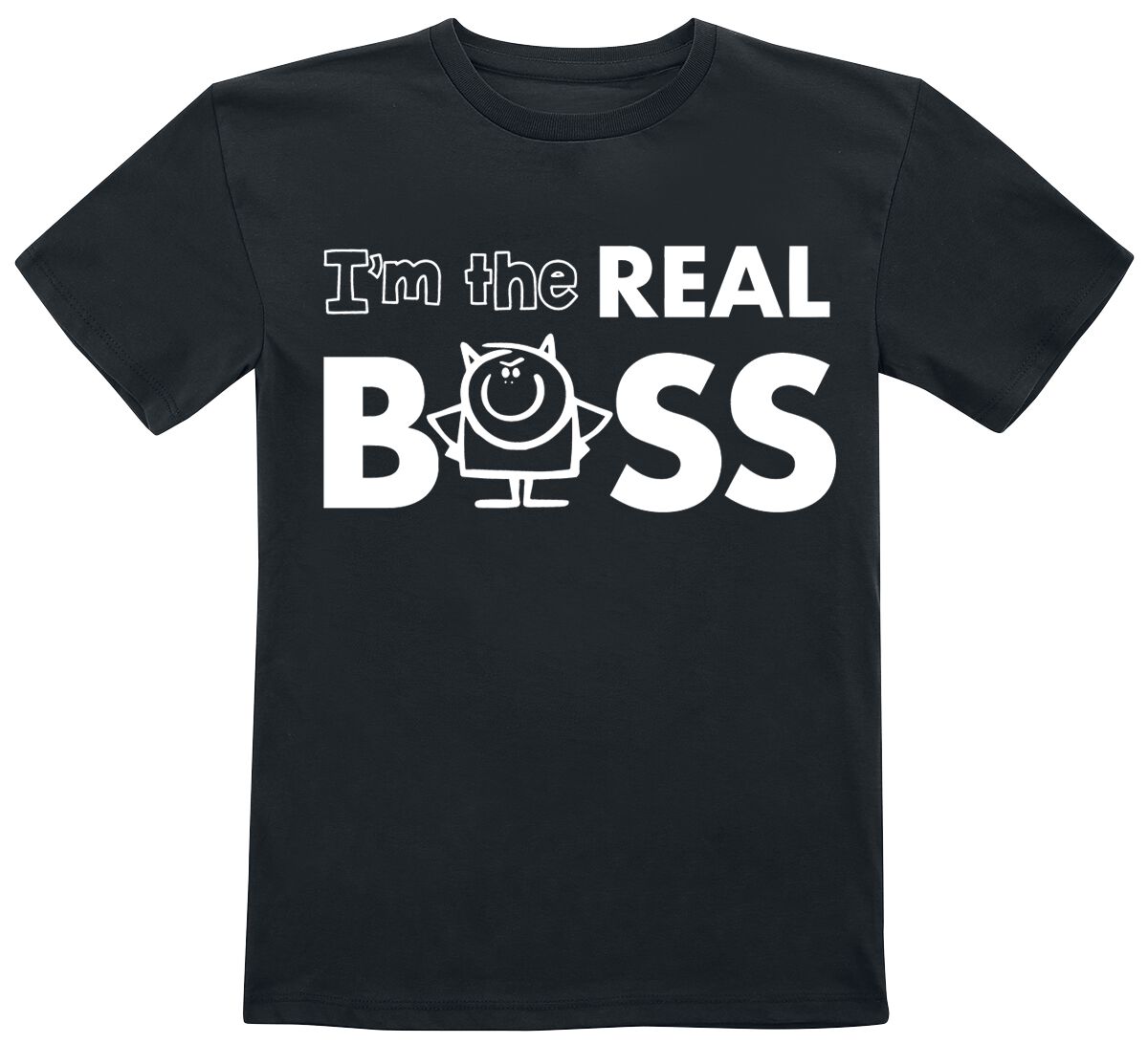 T-shirt Fun de Slogans - The Real Boss - 116 à 152 - pour filles & garçonse - noir - Slogans