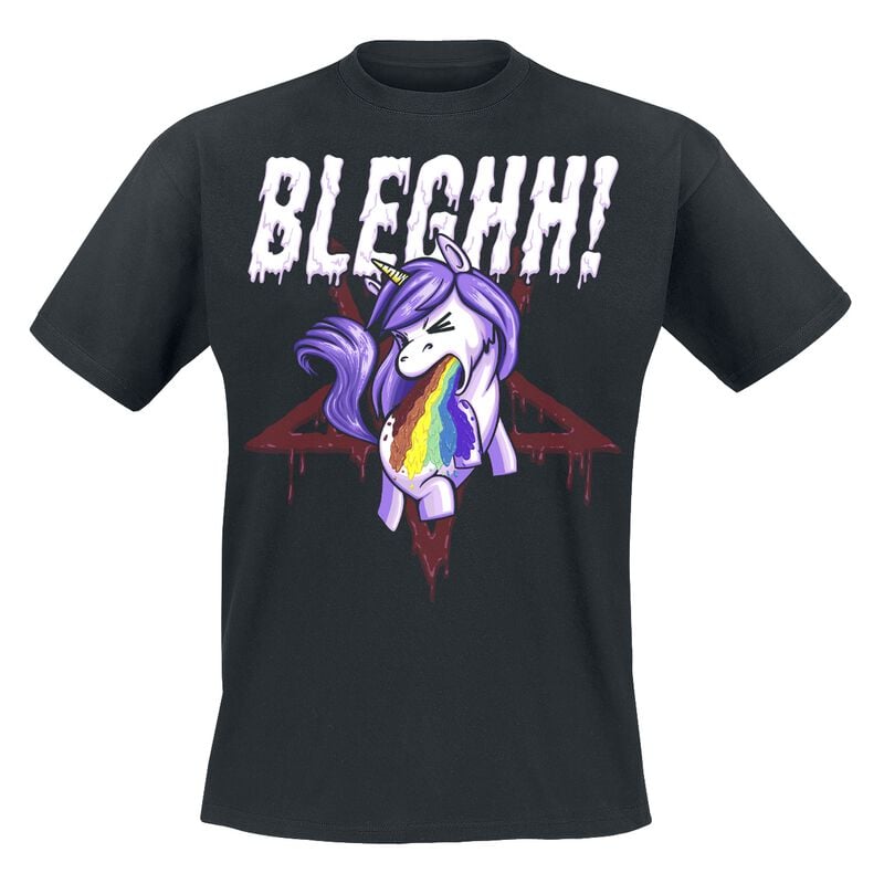 T-Shirt Manches courtes Unicorn de Slogans - BLEGHH! - Licorne - M à 3XL - pour Homme - noir - Slogans