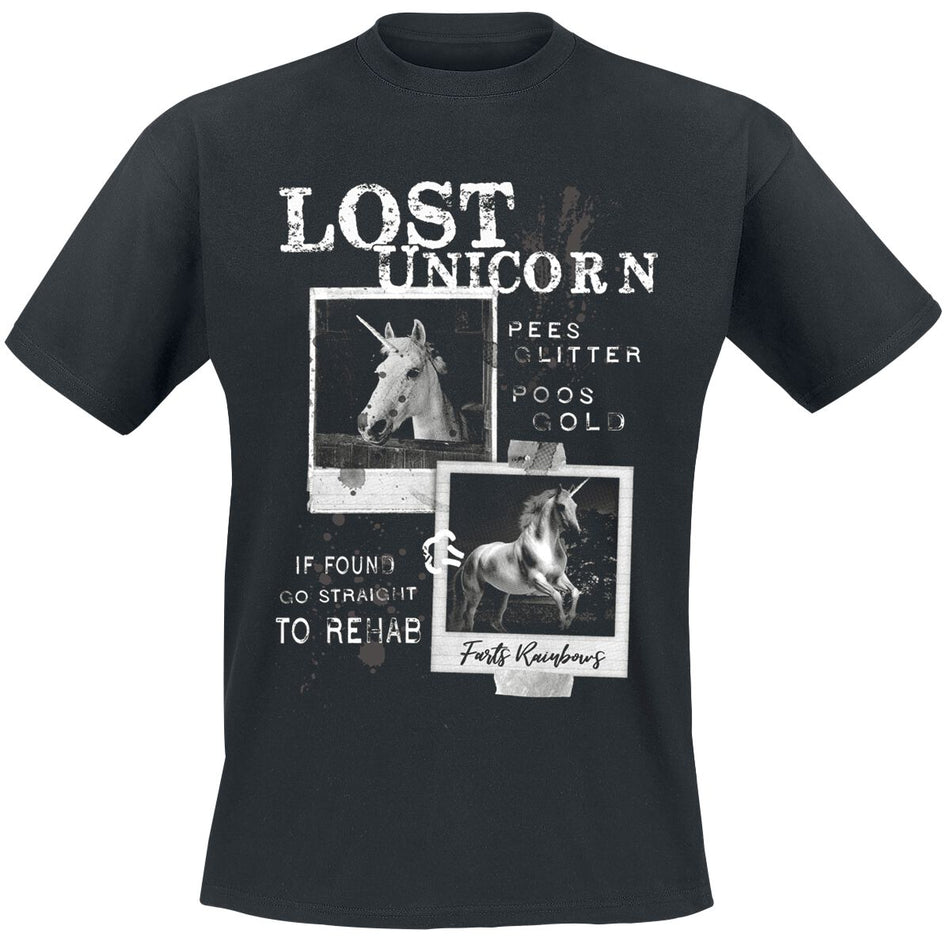 T-Shirt Manches courtes Unicorn de Slogans - Lost Unicorn - M à XL - pour Homme - noir - Slogans