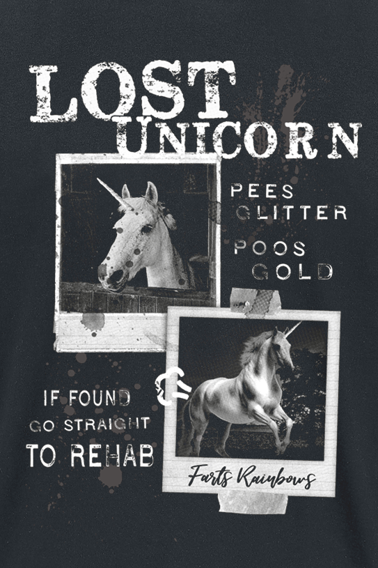 T-Shirt Manches courtes Unicorn de Slogans - Lost Unicorn - M à XL - pour Homme - noir - Slogans - View 2