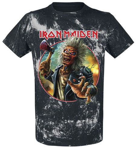 T-Shirt Manches courtes  de Iron Maiden - Axe Eddie Blacksplattered - S à 4XL - pour Homme - noir/gris - Iron Maiden