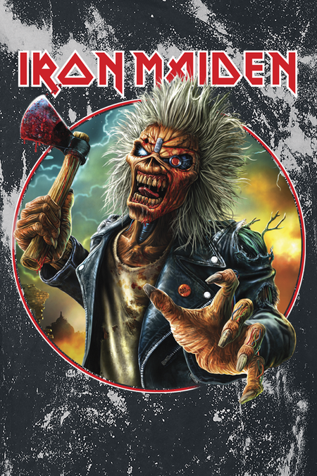 T-Shirt Manches courtes  de Iron Maiden - Axe Eddie Blacksplattered - S à 4XL - pour Homme - noir/gris - Iron Maiden - View 2