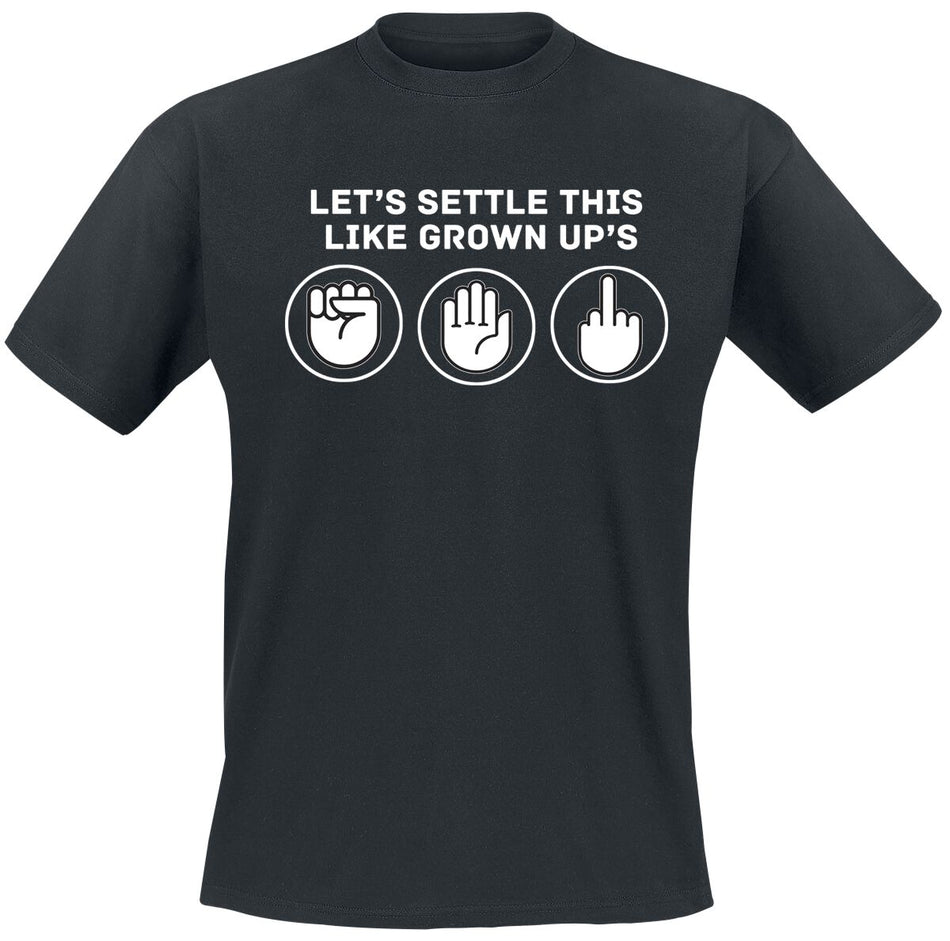 T-Shirt Manches courtes Fun de Slogans - Settle This Like Grown Ups - M à 3XL - pour Homme - noir - Slogans