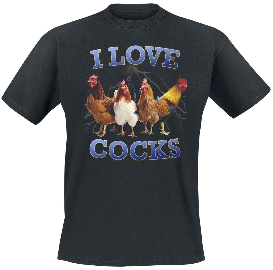 T-Shirt Manches courtes Fun de Tierisch - I Love Cocks - M à 3XL - pour Homme - noir - Tierisch