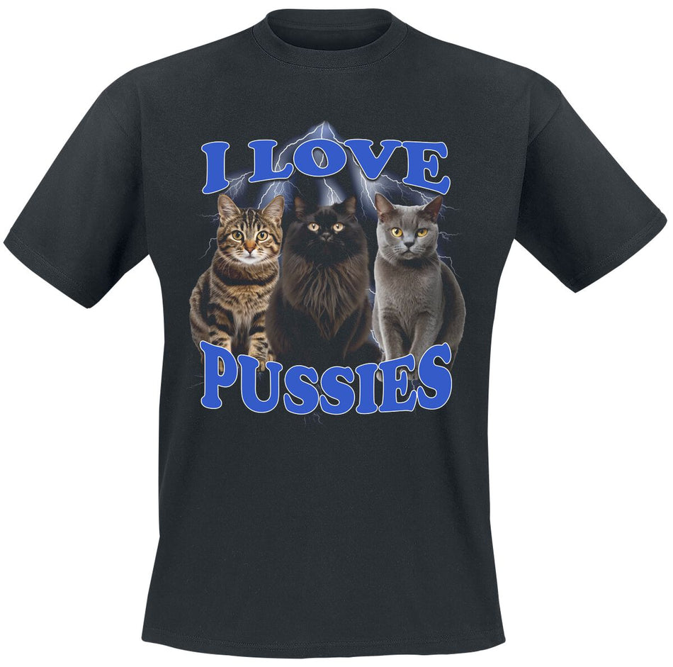 T-Shirt Manches courtes Fun de Tierisch - I love pussies - M à 3XL - pour Homme - noir - Tierisch