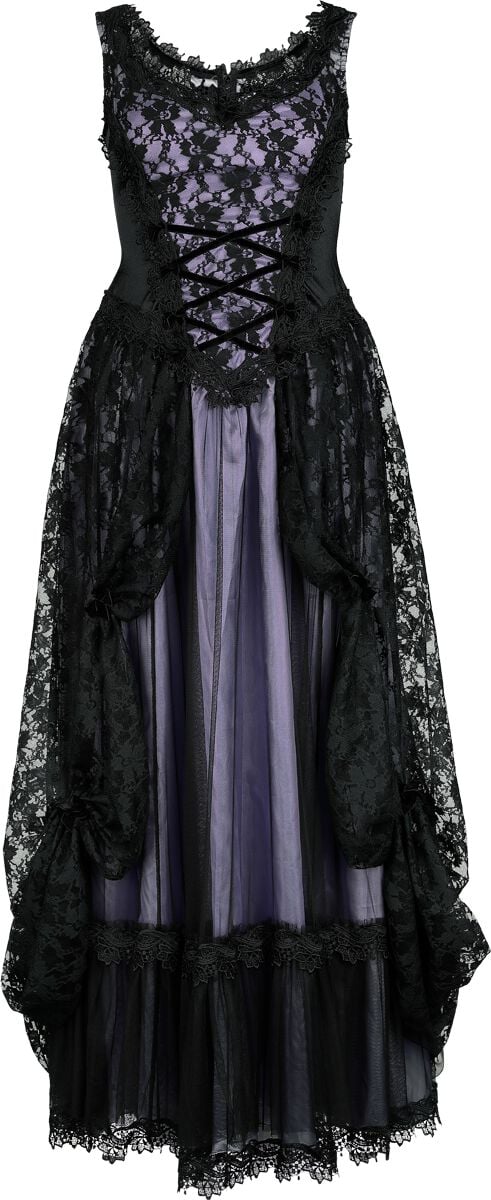 Robe longue Gothic de Sinister Gothic - Robe Longue Gothique - S à XXL - pour Femme - noir/lilas - Sinister Gothic
