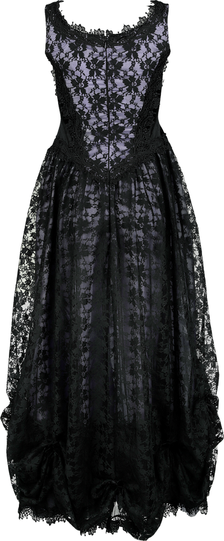 Robe longue Gothic de Sinister Gothic - Robe Longue Gothique - S à XXL - pour Femme - noir/lilas - Sinister Gothic - View 2