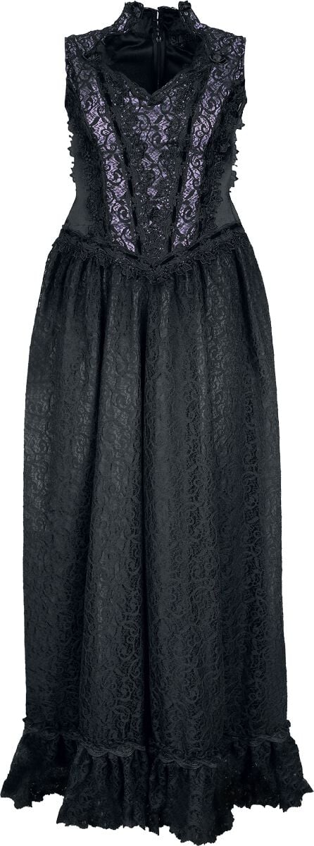 Robe longue Gothic de Sinister Gothic - Robe Longue Gothique - S à XXL - pour Femme - noir/lilas - Sinister Gothic