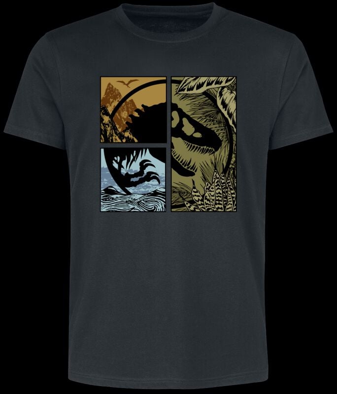 T-Shirt Manches courtes  de Jurassic Park - Jurassic World - District Logo - S à 3XL - pour Homme - noir - Jurassic Park