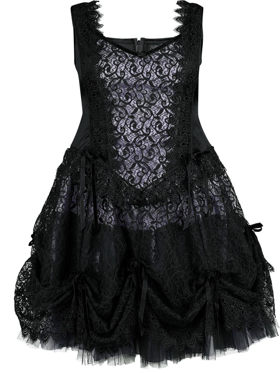 Robe courte Gothic de Sinister Gothic - Mini-Robe Gothique - S à XXL - pour Femme - noir - Sinister Gothic