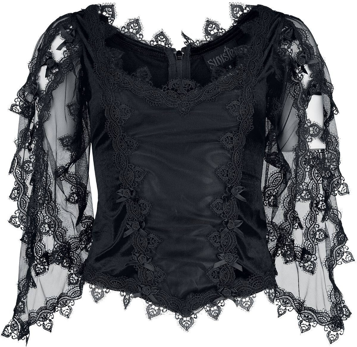 Chemisier Gothic de Sinister Gothic - Top De Style Gothique - S à 4XL - pour Femme - noir - Sinister Gothic