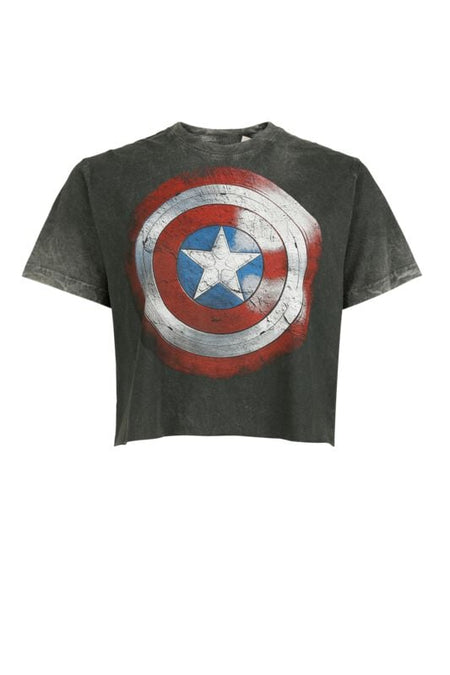 T-Shirt Manches courtes Disney de Captain America - Vintage Shield - S à XXL - pour Femme - gris - Captain America
