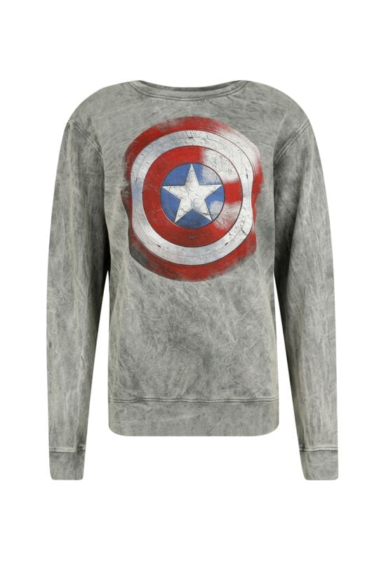Sweat-shirt Disney de Captain America - Vintage Shield - S à XXL - pour Femme - gris - Captain America