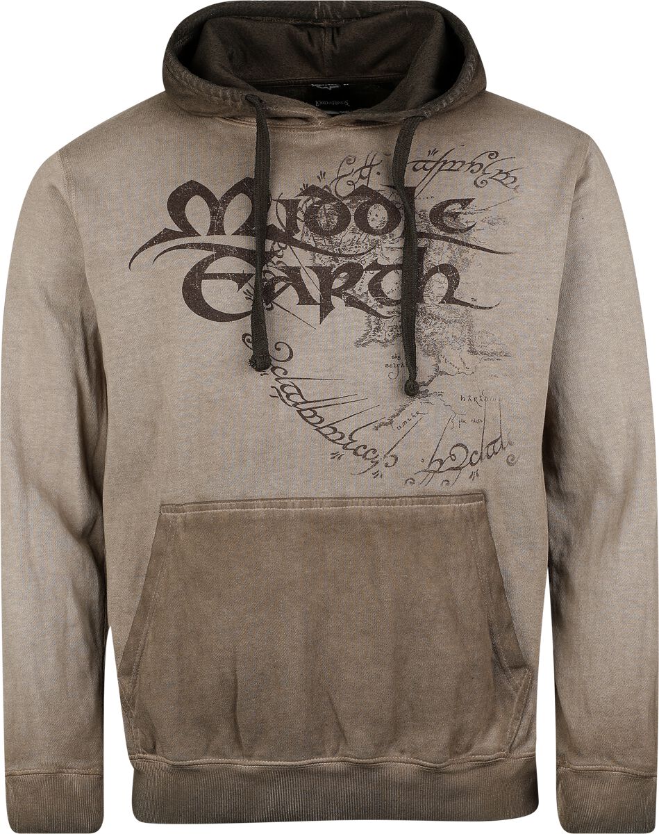 Sweat-shirt à capuche  de Le Seigneur Des Anneaux - Middle Earth - S à XXL - pour Homme - gris - Le Seigneur Des Anneaux