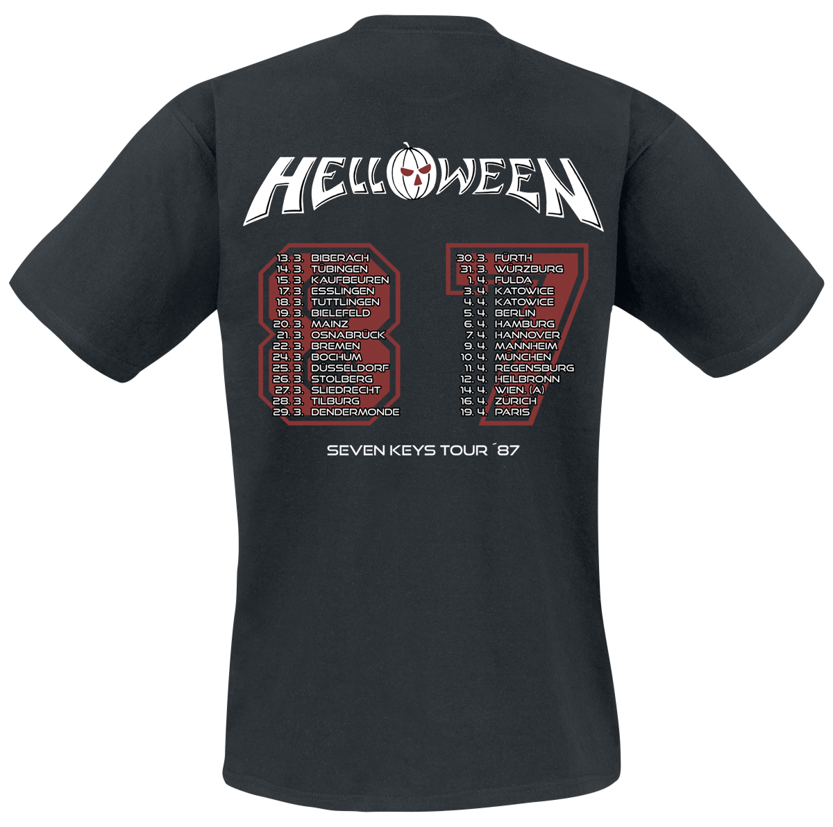 T-Shirt Manches courtes  de Helloween - Seven Keys Tour 87 - S à 4XL - pour Homme - noir - Helloween - View 2