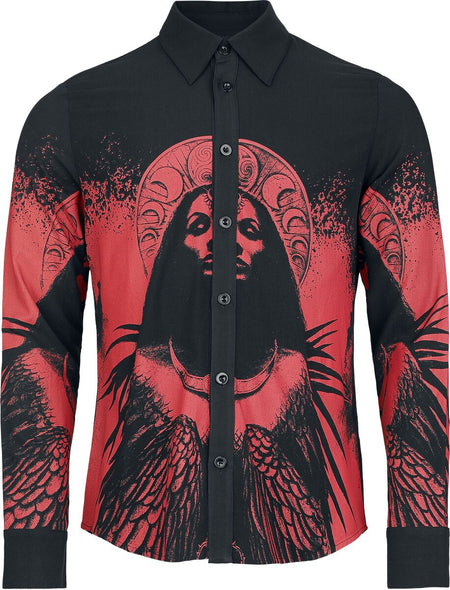 Chemise manches longues Gothic de Alchemy by Killstar - Mórrígan Moon Shirt - XS à 4XL - pour Homme - noir/rouge - Alchemy by Killstar