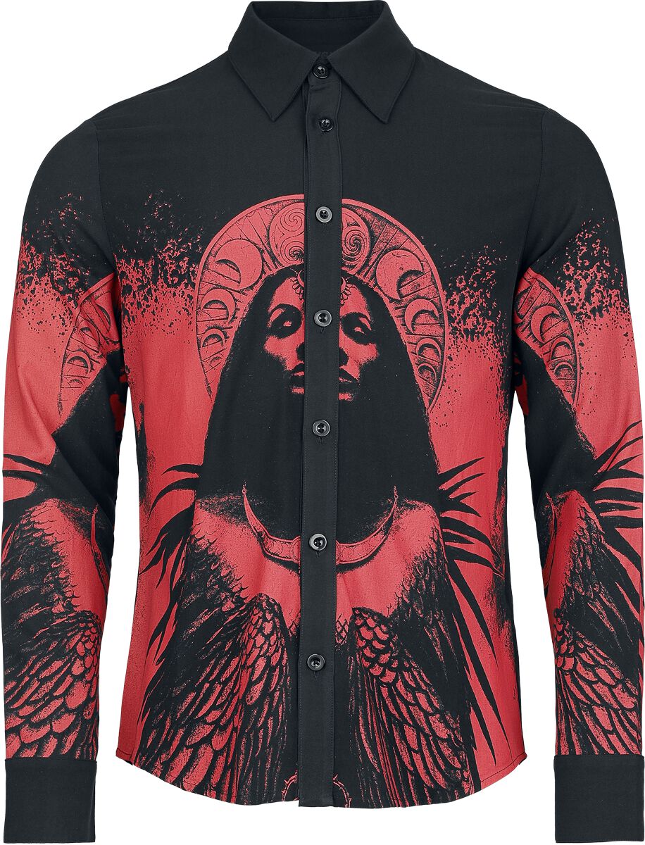 Chemise manches longues Gothic de Alchemy by Killstar - Mórrígan Moon Shirt - XS à 4XL - pour Homme - noir/rouge - Alchemy by Killstar