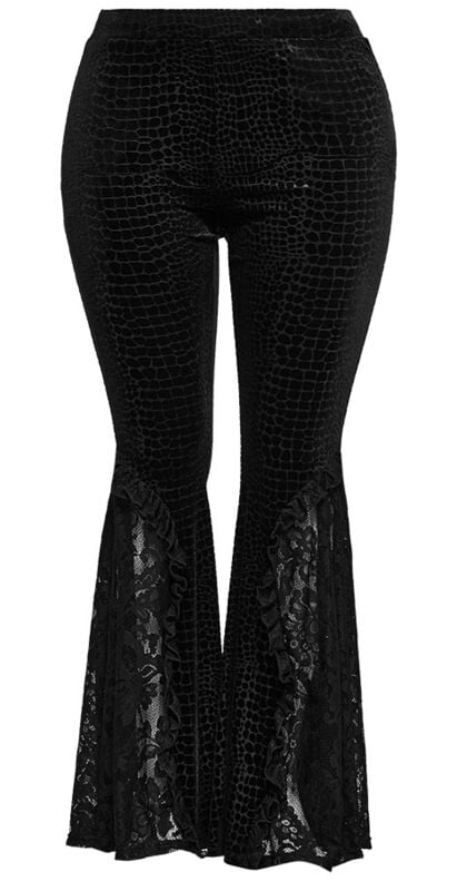 Legging Gothic de Punk Rave - Pantalon Évasé Velours Look Crocodile - L à 4XL - pour Femme - noir - Punk Rave