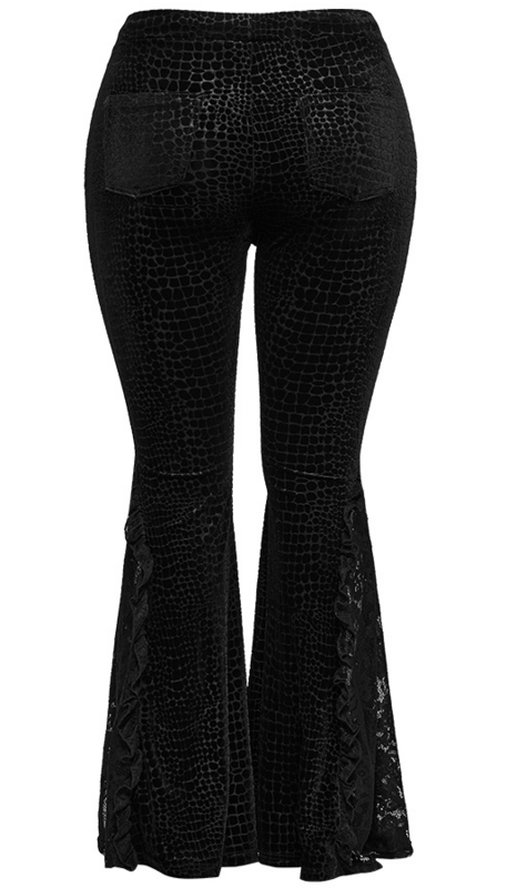 Legging Gothic de Punk Rave - Pantalon Évasé Velours Look Crocodile - L à 4XL - pour Femme - noir - Punk Rave - View 2