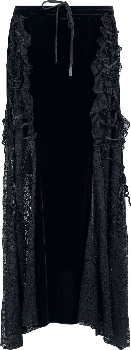 Jupe longue Gothic de Punk Rave - Goth Patchwork & Dentelle - Jupe - L-XL à 4XL-5XL - pour Femme - noir - Punk Rave