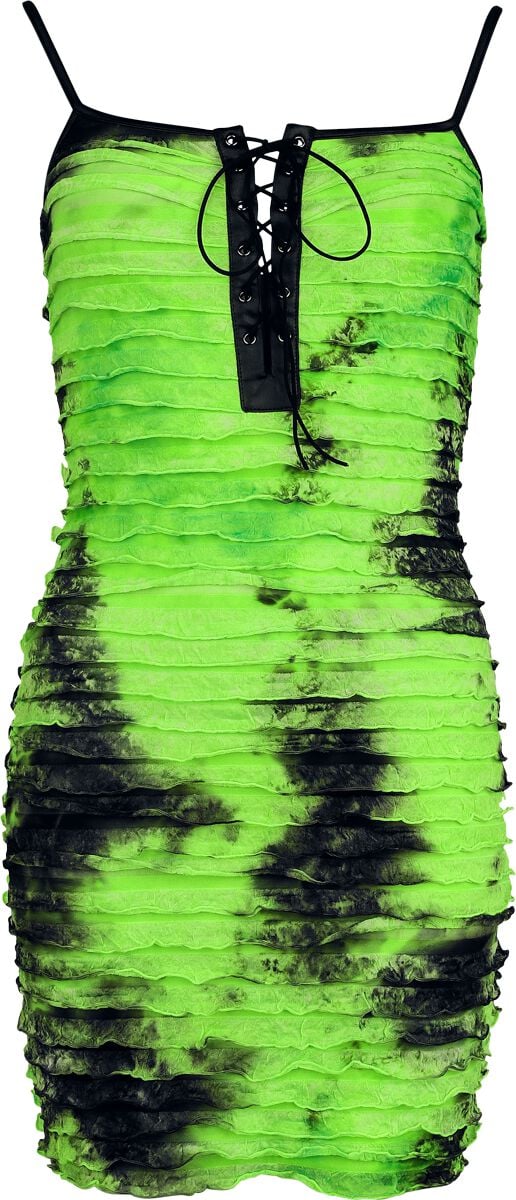 Robe courte Gothic de Punk Rave - Tie Dye Punk - Robe - XS-S à XL-XXL - pour Femme - noir/vert - Punk Rave