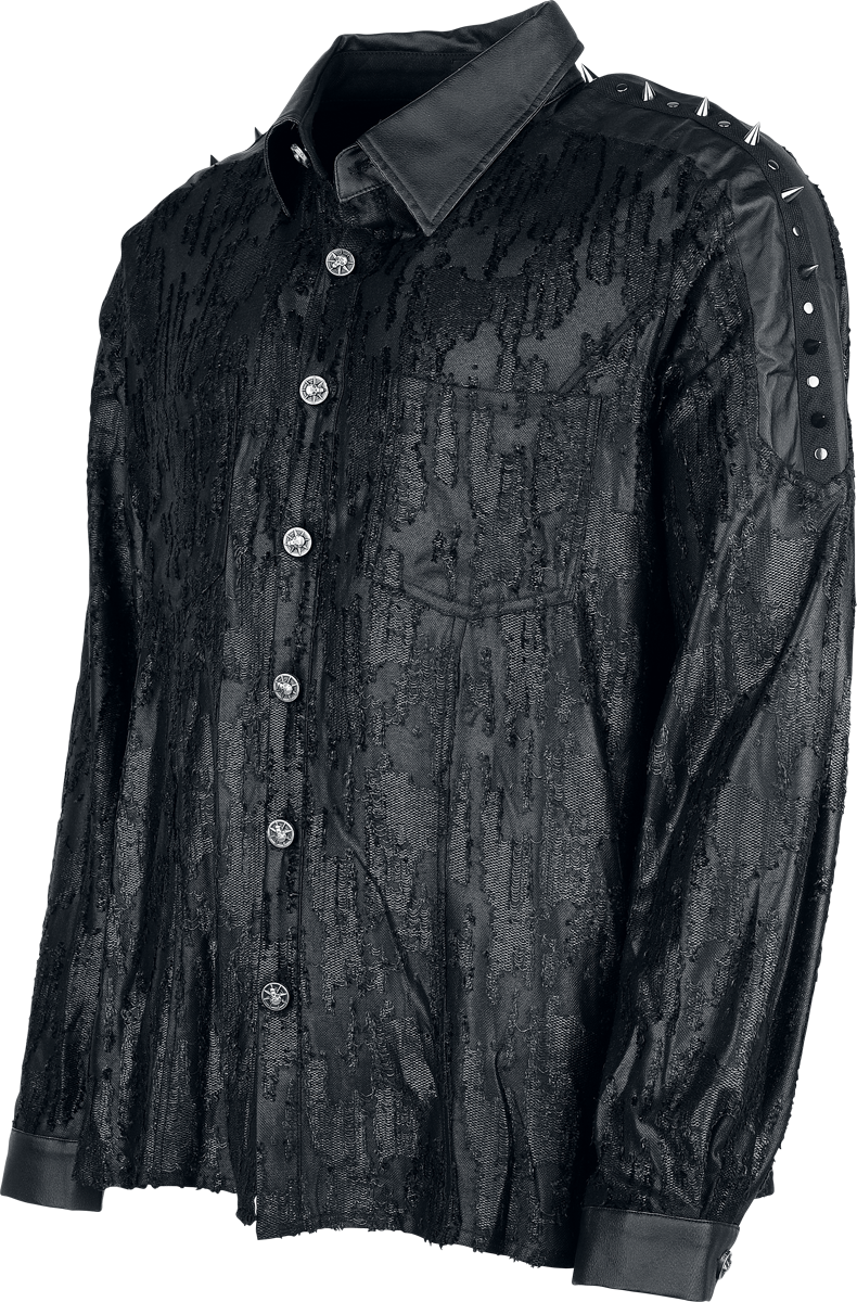 Chemise manches longues Gothic de Punk Rave - Punk Handsome Spiked Shirt - S à 3XL - pour Homme - noir - Punk Rave - View 2