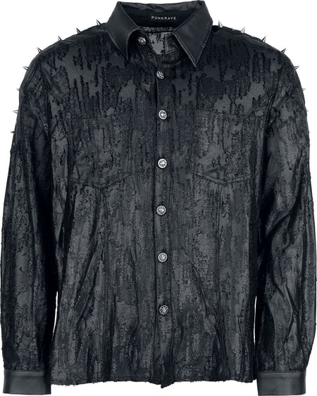 Chemise manches longues Gothic de Punk Rave - Punk Handsome Spiked Shirt - S à 3XL - pour Homme - noir - Punk Rave