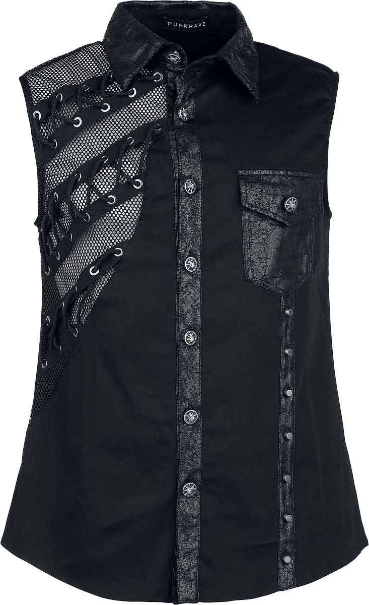 Chemise manches courtes Gothic de Punk Rave - Punk Asymmetric Sleeveless Shirt - S à 3XL - pour Homme - noir - Punk Rave