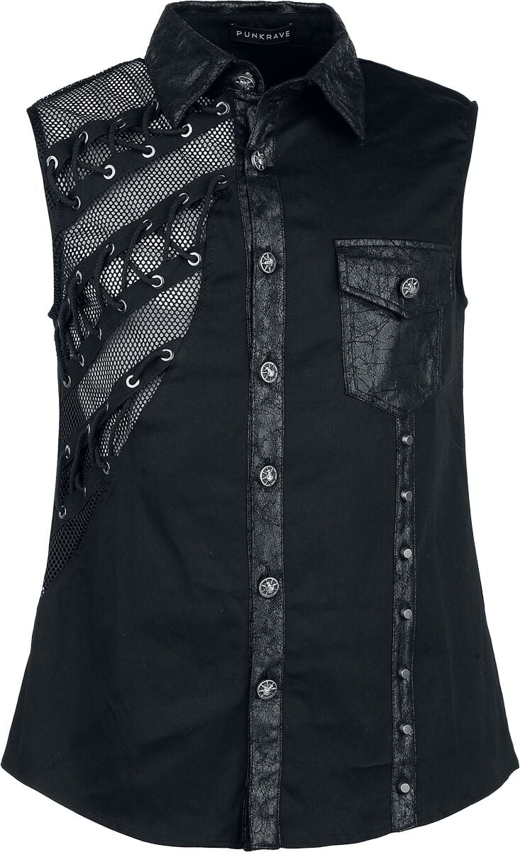 Chemise manches courtes Gothic de Punk Rave - Punk Asymmetric Sleeveless Shirt - S à XXL - pour Homme - noir - Punk Rave