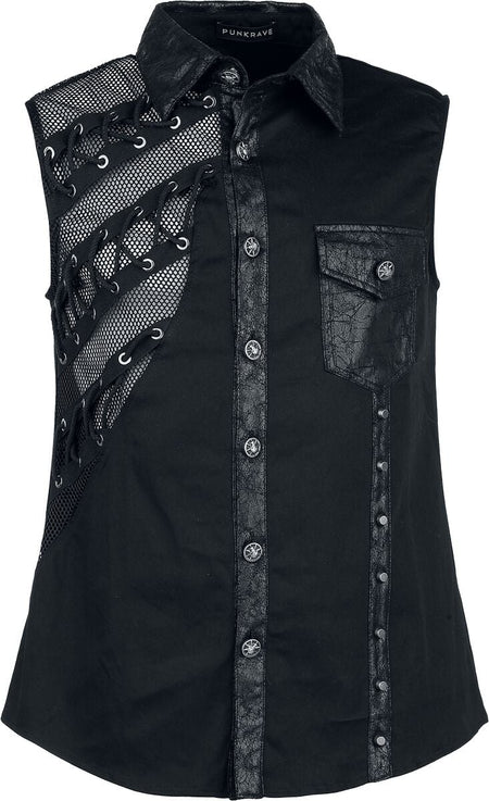 Chemise manches courtes Gothic de Punk Rave - Punk Asymmetric Sleeveless Shirt - S à XXL - pour Homme - noir - Punk Rave