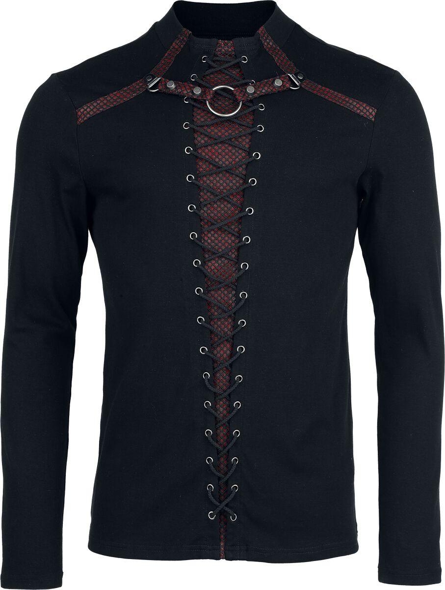 T-shirt manches longues Gothic de Punk Rave - Punk Handsome Longsleeve - S-M à XXL-3XL - pour Homme - noir/rouge - Punk Rave