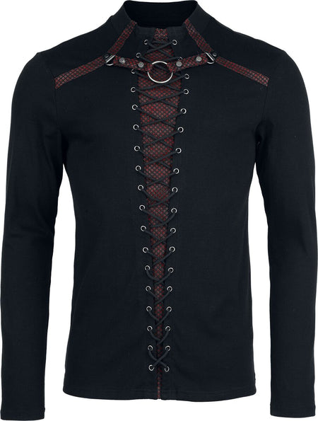 T-shirt manches longues Gothic de Punk Rave - Punk Handsome Longsleeve - S-M à XXL-3XL - pour Homme - noir/rouge - Punk Rave