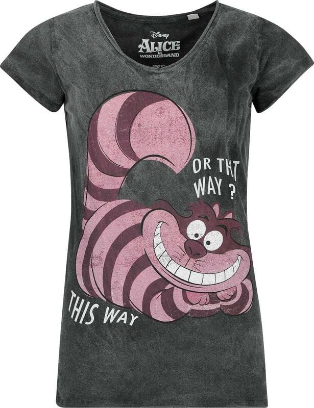 T-Shirt Manches courtes Disney de Alice Au Pays Des Merveilles - Chat du Cheshire - This Way or That Way ? - S à 4XL - pour Femme - noir - Alice Au Pays Des Merveilles