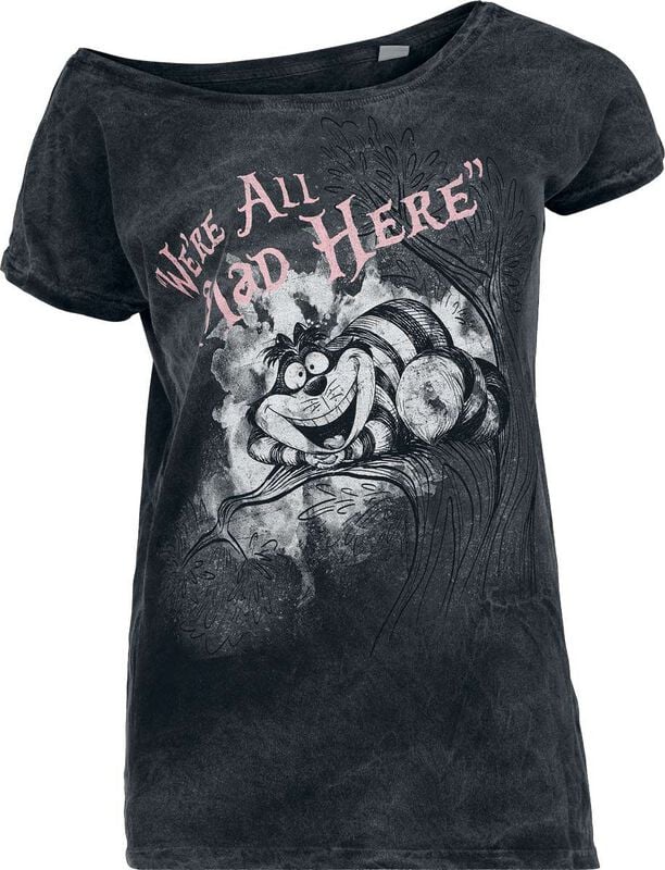 T-Shirt Manches courtes Disney de Alice Au Pays Des Merveilles - Le Chat Du Cheshire - We're All Mad Here - S à L - pour Femme - noir - Alice Au Pays Des Merveilles