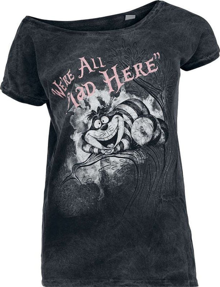 T-Shirt Manches courtes Disney de Alice Au Pays Des Merveilles - Le Chat Du Cheshire - We're All Mad Here - S à L - pour Femme - noir - Alice Au Pays Des Merveilles