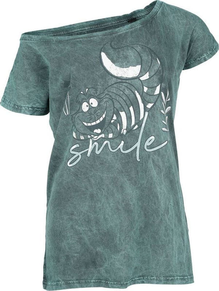 T-Shirt Manches courtes Disney de Alice Au Pays Des Merveilles - Chat du Cheshire - Sourire - S à 4XL - pour Femme - bleu - Alice Au Pays Des Merveilles